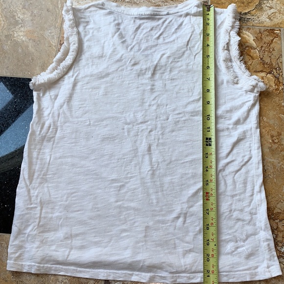 Buffalo David Bitton Off white supersoft fringe sleeveless Vneck VGUC - Picture 6 of 9